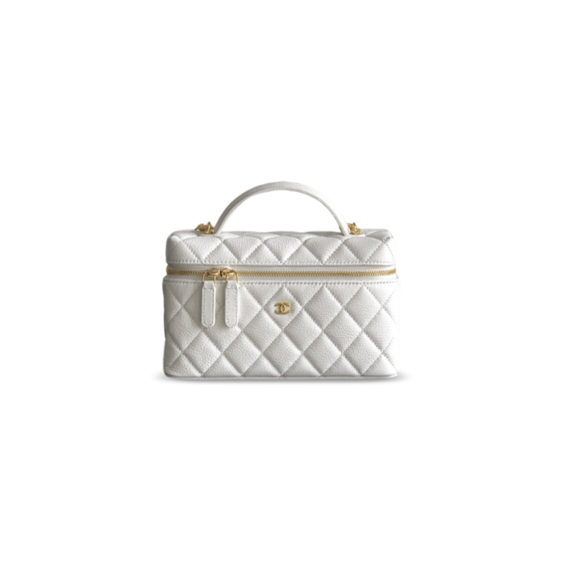 Ch**el vanity case with chain bag goatskin ap5100 (19.5*17*5cm)